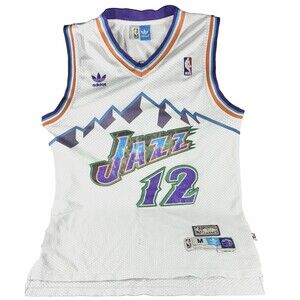 Vintage Utah Jazz John Stockton White Adidas Hardwood Classics Basketball Jersey